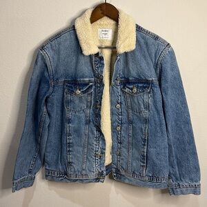 Old Navy Light Wash Sherpa Lined Boyfriend Jean Jacket Size M